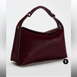 red burgundy calf hair Zara leather bag